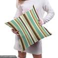 thumbnail image 4 of Ambesonne Striped Fabric by the Yard Upholstery, Nostalgic Fashion Art, 2 Yards, Brown Teal, 4 of 4