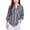Navy/White Stripe, variant on 3/4 Sleeve Roll Tab Y Neck Blouse