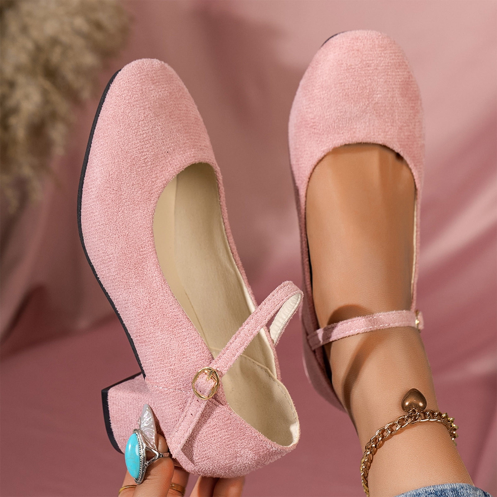 Miluxas Womens Mary Jane Shoes Low Block Heel Round Bahrain Ubuy