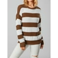 thumbnail image 6 of Franhais Women Fashion Wild Sweater Contrast Color Stripe Round Neck Long Sleeve Knitted Pullovers Autumn Winter Loose Casual Tops, 6 of 9