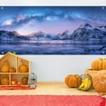 thumbnail image 5 of 8X6 ft Winter Aurora Borealis Night Sky Garage Door Background Arctic Snow Capped Mountains Lake Scenery Nature Landscape Backdrop Wallpaper Birthday Decor Party Indoor Outdoor Decor Banner Cover, 5 of 5