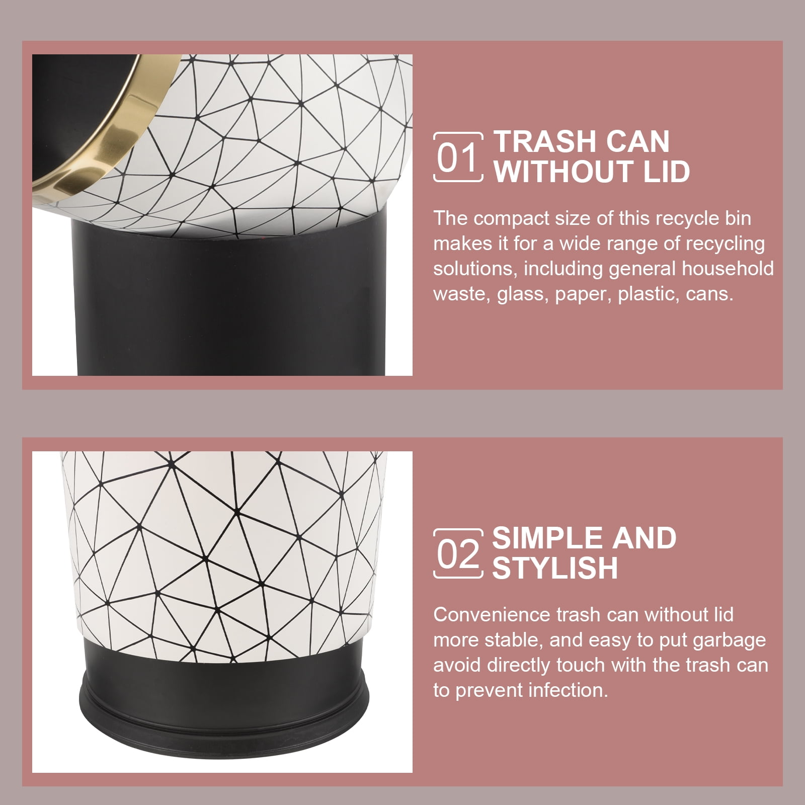 unbranded  Garbage Can Recycle Trash with Lid Waste Basket Cans Bin Bins Office