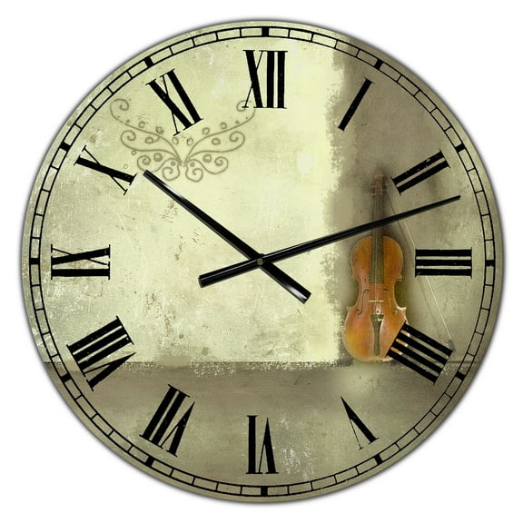 Designart Oversized Green Analog Round Cottage Modern Wall Clocks, CLM25111-C23