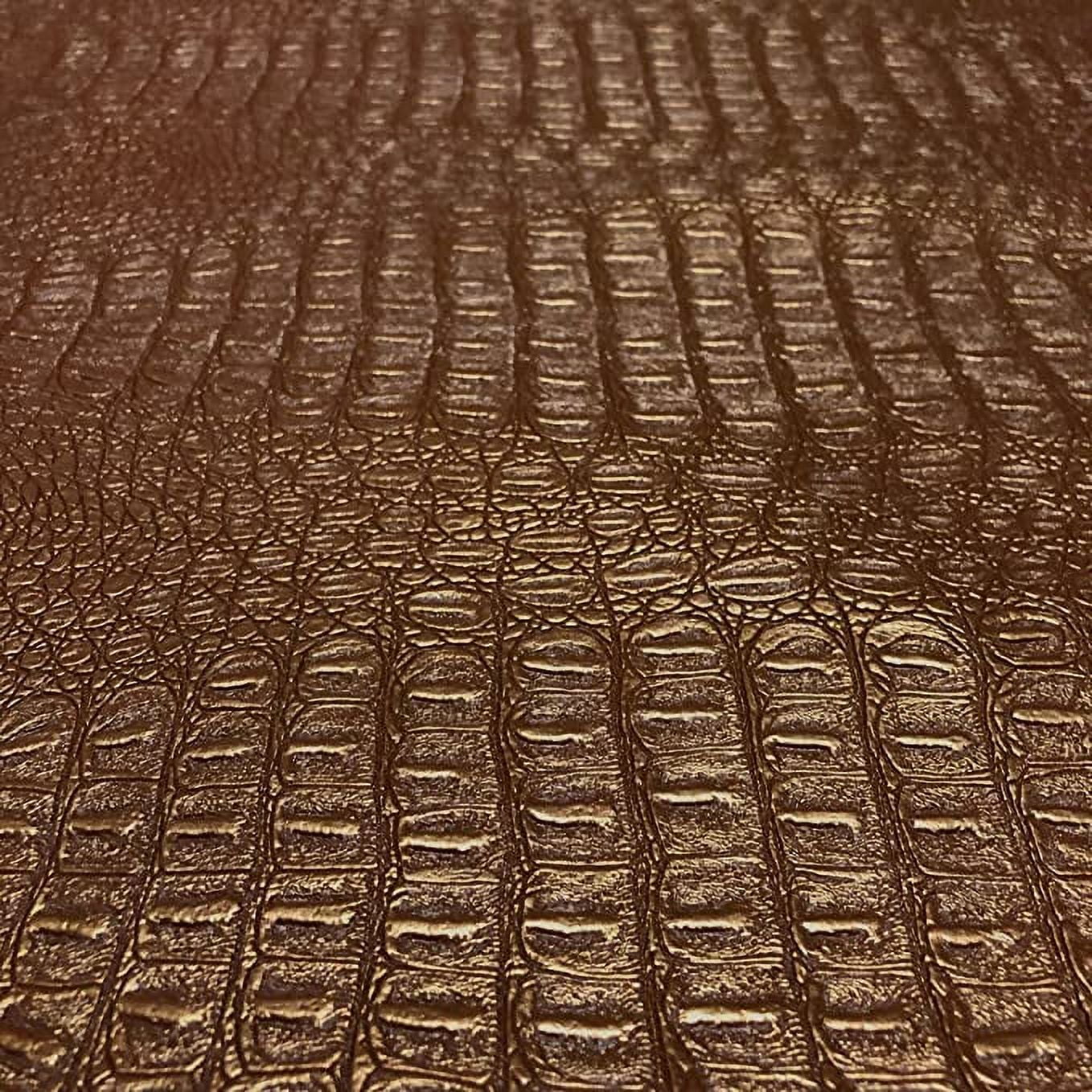 Gator Fake Leather Upholstery,Crocodile Skin Texture Faux Leather PVC Vinyl  Fabric Sold By Yard Chocolate