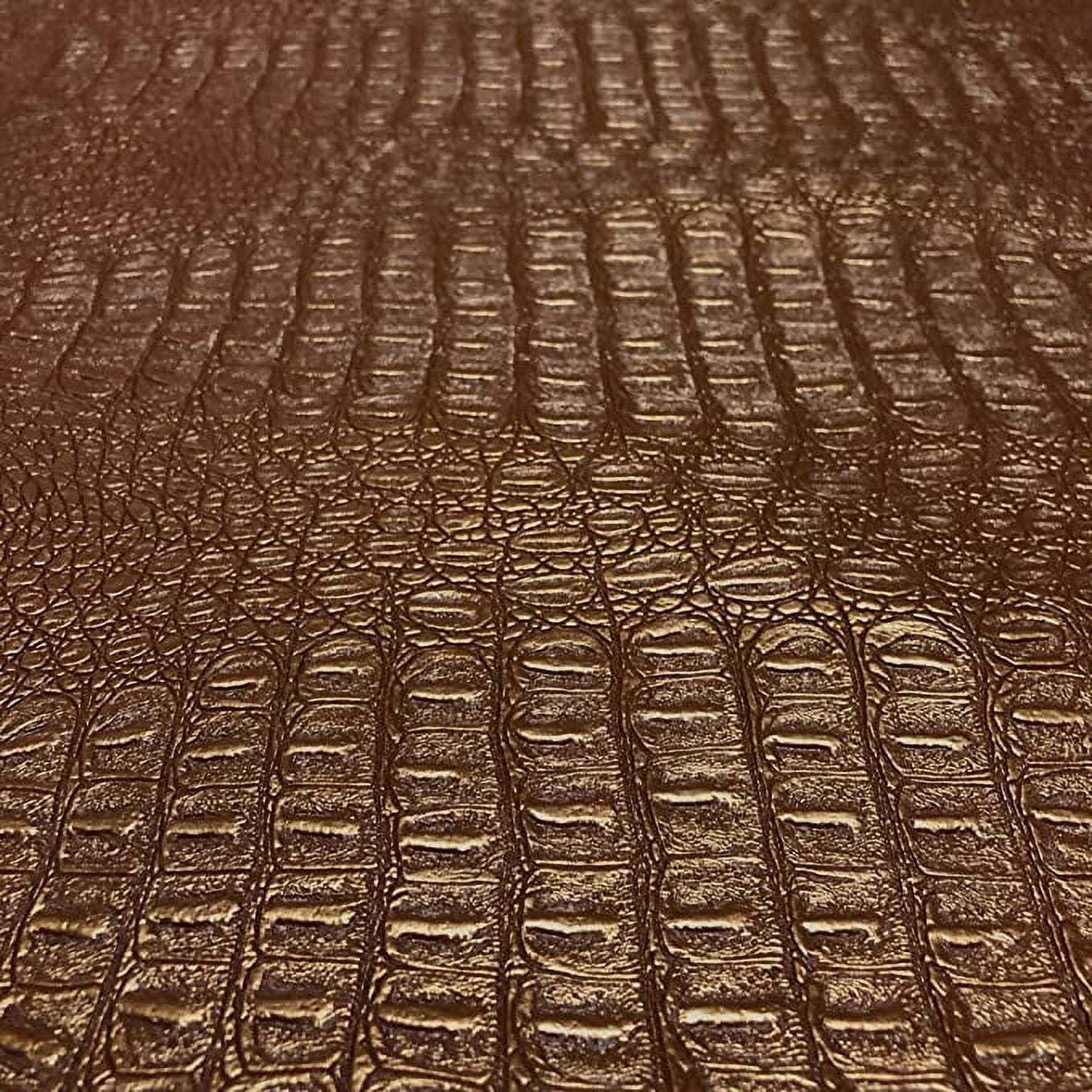 Gator Faux Leather, Soft Textured Crocodile Vinyl Fabric, Alligator Skin Embossed Upholstery And DIY Craft Pleather Sheets – Cut Continuously By The Yard (Copper Metallic)