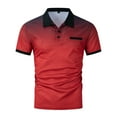 thumbnail image 2 of Zunfeo Mens Casual T-Shirts- Fashion Polo Shirts Gradient Pullover Short Sleeve Turn-Down Collar Leisure Top Jacket Red, 2 of 7