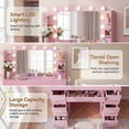 thumbnail image 5 of Homall Vanity Desk with Lights & Mirror, Makeup Vanity Set with Power Outlet & Storage Drawers Shelves for Bedroom, Pink, 5 of 7