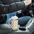 thumbnail image 6 of JSTEL Gold Geometric Flower 40 oz Tumbler Stainless Steel Water Bottle Vacuum Insulated Cup with Straw Lid & Handle For Travel Car Cup Holder, 6 of 8