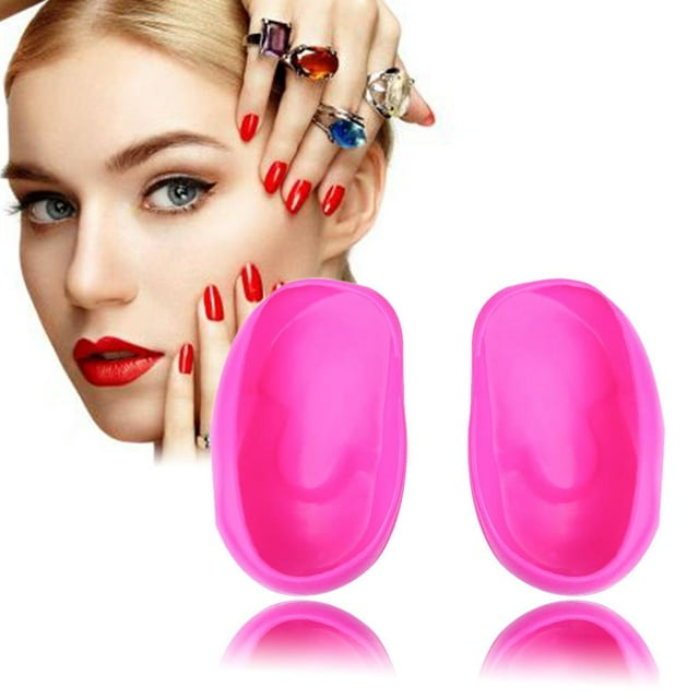 1 par de tintes para el cabello de salón, cubierta de silicona para los oídos, barbero, antimanchas (rojo rosa)