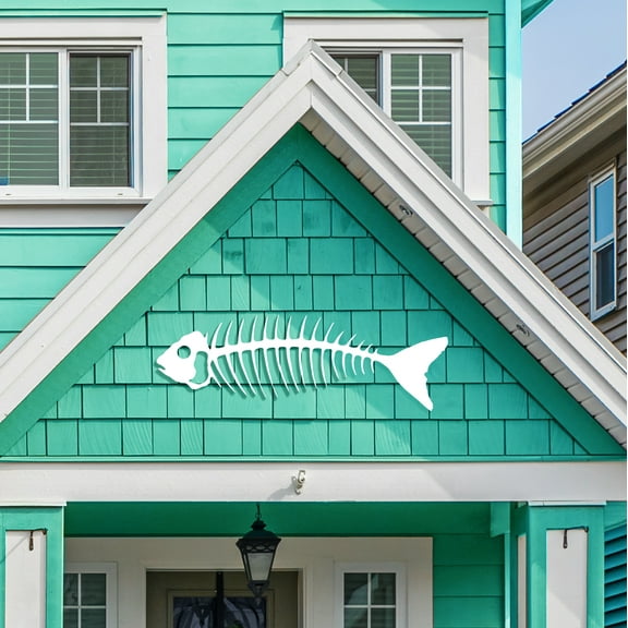 JennyGems Outdoor Bonefish Wall Art – PVC Nautical Fish Decoration for Coastal Beach House, Pool Area, Fence and Shed – Weatherproof & Paintable (18 inch)