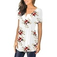 thumbnail image 2 of Hymorin Floral Print Women Pleated Buttons Loose Tunic Tops, 2 of 4