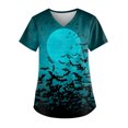 thumbnail image 1 of LINMOUA Plus Size Halloween Printed Working Uniform Tops For Women V-Neck Short Sleeve T-Shirts Workwear Tee With Pockets, 1 of 4