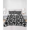 thumbnail image 3 of Quilts Full Size, Black White Leaves Soft Comforter Bedding Set for Bed, Spring Pastoral Rustic Botanical Lightweight Quilted Bedspread with Pillow Cover(2 Pieces) for All Season, 78x90 Inch, 3 of 6