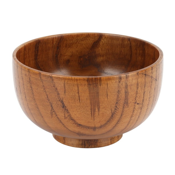 Tazón de sopa de madera Textura única Tazón de madera exquisito y redondo de forma suave para ensalada de fideos de arroz y frutas