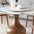 thumbnail image 3 of JERFIT 53-inch Round Dining Table with Lazy Susan, Modern Faux Marble Top, Walnut & White Finish, Space-Saving Design for Kitchen and Dining Room, 3 of 8