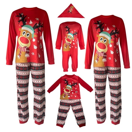 

Christmas Family Matching Pajamas Sets Dad Mom Kid Baby Dog Elk Printed Sleepwear Homewear Sets