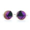 thumbnail image 1 of SA106 Mirrored Double Round Metal Rim Circle Lens Hippie Sunglasses Purple, 1 of 4