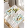 thumbnail image 5 of Yellow Sunflower Placemats Set of 8, Gnomes Teal Checkered Farmhouse Art Placemats for Dining Table, Place Mats for Kitchen Tabletop, Waterproof Wipeable Dining Table Mats Set, 5 of 9