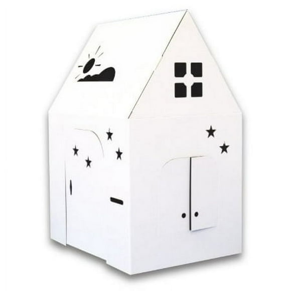 Easy Playhouse - Kids Art and Craft for Indoor and Outdoor Fun, Color, Draw, Doodle on this Blank Canvas 鈥?Decorate and Personalize a Cardboard Fort, 34" X 27" X 48" - Made in USA, Age 3+