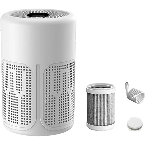 Desktop Air Purifier With Multiple Filtration Negative Ion Technology Formaldehyde Removal Smoke Odor Eliminator For Home Office (White)