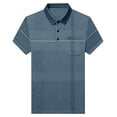 thumbnail image 6 of Men’s Short Sleeve Quick Dry Moisture Wicking Golf Polo Shirt with Pocket Bussiness Casual Striped Tee Tops for Middle-aged Size 3XL Blue, 6 of 7
