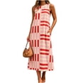thumbnail image 2 of QUNYINEY Striped Sun Dresses Women Long Casual Summer Sleeveless A Line Dress Crew Neck Loose Fit with Pockets Flowy Dresses S-2XL, 2 of 5