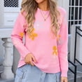 thumbnail image 2 of Bixock Women Fall and Winter Top,Women Sweater,Women's Comfortable Round Neck Long Sleeved Floral Embroidery Casual Pullover Sweater, 2 of 5