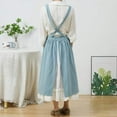 thumbnail image 4 of Brief Nordic Wind Pleated Skirt Cotton Linen Apron Women Girls Vintage Apron Gardening Works Cross Back Pinafore Dress, 4 of 10