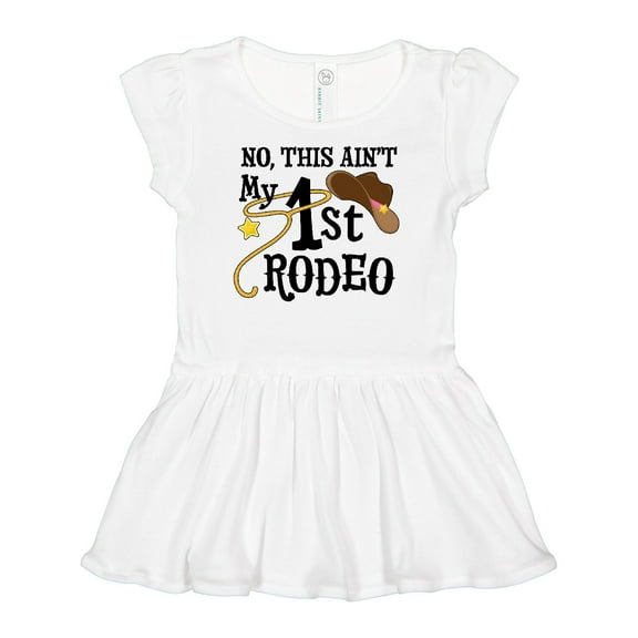 Inktastic No, This Ain't My 1st Rodeo Cowboy Hat and Lasso Girls Baby Dress