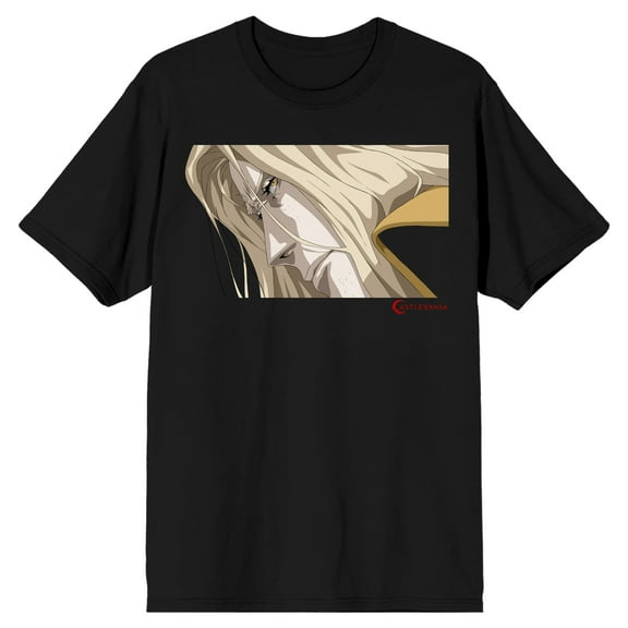 Castlevania Alucard Character Closeup Men's Black Graphic Tee-4XL