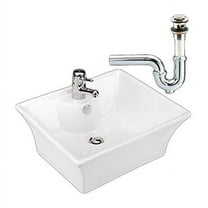Newcastle Square Vitreous China Vessel Sink Bathroom Countertop With Drain And P-Trap