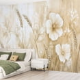 thumbnail image 2 of Peel and Stick Wallpaper Canvas Beige Flower Watercolor Flower Honey Wheat Yellow Delicate Flowers Modern Art Wall Mural Decor Self Adhesive and Removable 69in x 98in, 2 of 6