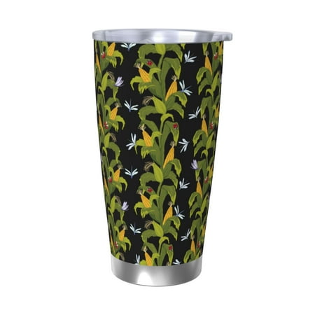 

KLL Corn And Dragonflies Print 40oz Stainless Steel Insulated Car Cup with Spillproof Lid - Keep Your Drink Hot or Cold on the Go-Without Straw
