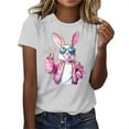 thumbnail image 2 of VBTAPA Women Easter Day Shirts Bunny Rabbit Letter Printed T-Shirt Short Sleeve Graphic Tee Tops Sales of the Day Gray M, 2 of 5