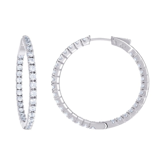 925 Sterling Silver Womens Cubic Zirconia Hoop Earrings 2.5mm X 35mm Hoop Earring for Women