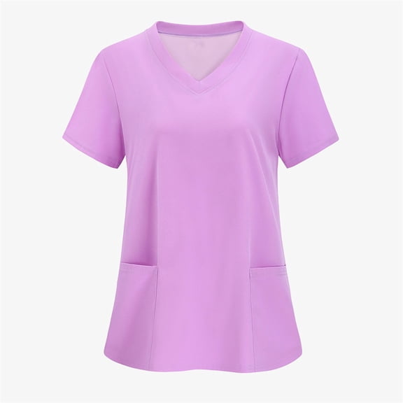 LYMAYTER S-5XL Women's Slim Nurse Uniform Medical Uniform Short Sleeve Nurse Uniform with Pockets Medical Uniform
