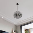 thumbnail image 5 of HOMEBYTE Modern Oblate Black Crystal Chandelier Fixture，Ceiling Pendant light for Living Room, Bedroom, Kitchen, Dining Room, Hallway，Adjustable Color Temperature，Dimmable，120V，E26，W16.5*L31.5, 5 of 13