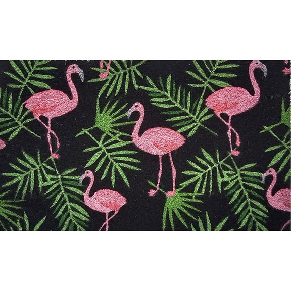 Briarwood Lane Flamingos and Leaves Coir Doormat 18 x 30