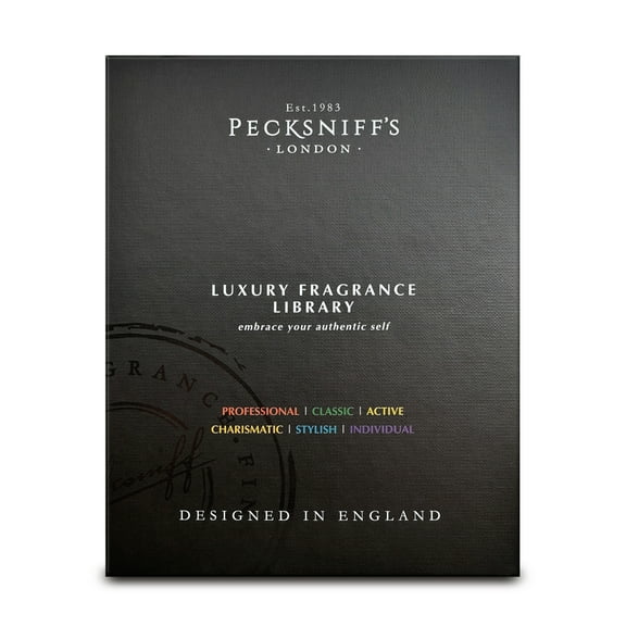 Pecksniff’s Men’s Luxury Fragrance Library Gift Set – 6x10ml Eau de Toilette Collection – Luxury Cologne Sampler, Made in England