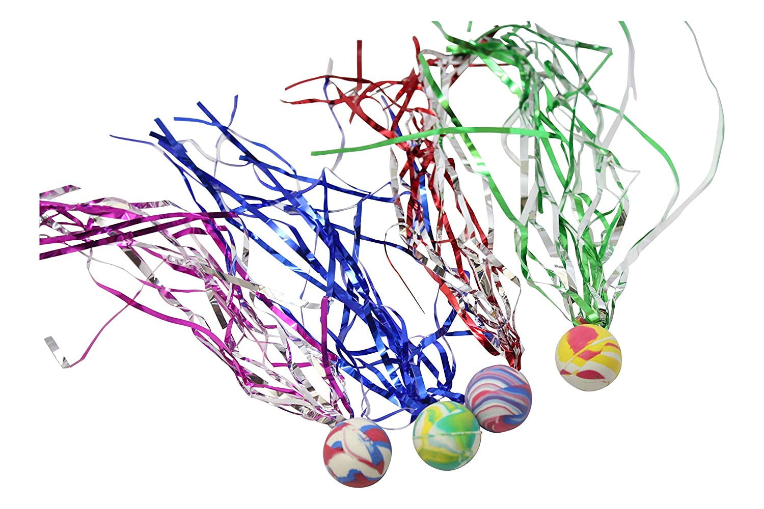 BULK 12 Bouncy Super Balls with Streamers Party Favors or Classroom
