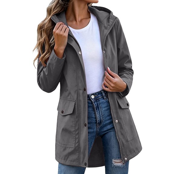 Gyexs Lightweight Rain Jacket Women Waterproof Lightweight Windbreaker Raincoat with Hood Travel Outdoor Waterproof Rain Coats