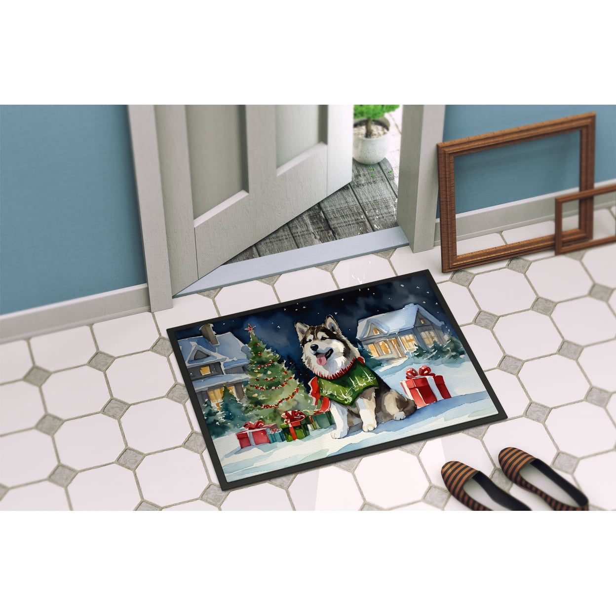 Carolines Treasures DAC2592MAT 0.15 x 18 x 27 in. Alaskan Malamute Cozy Christmas Doormat