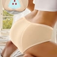 thumbnail image 2 of WEIWEN Period Underwear for Women Breathable Cotton Crotch Cheeky Leakproof Briefs High Waisted Full Coverage Menstrual Panties for Heavy Flow Leak Proof Beige, M, 2 of 5