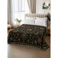 thumbnail image 3 of Queen Flat Sheet Only Botanical Floral Vine Pattern Soft Microfiber Cooling Bedding Sheets Vintage Flower Leaves Black Flat Bed Sheet for Hotel,Home Decor, 3 of 9