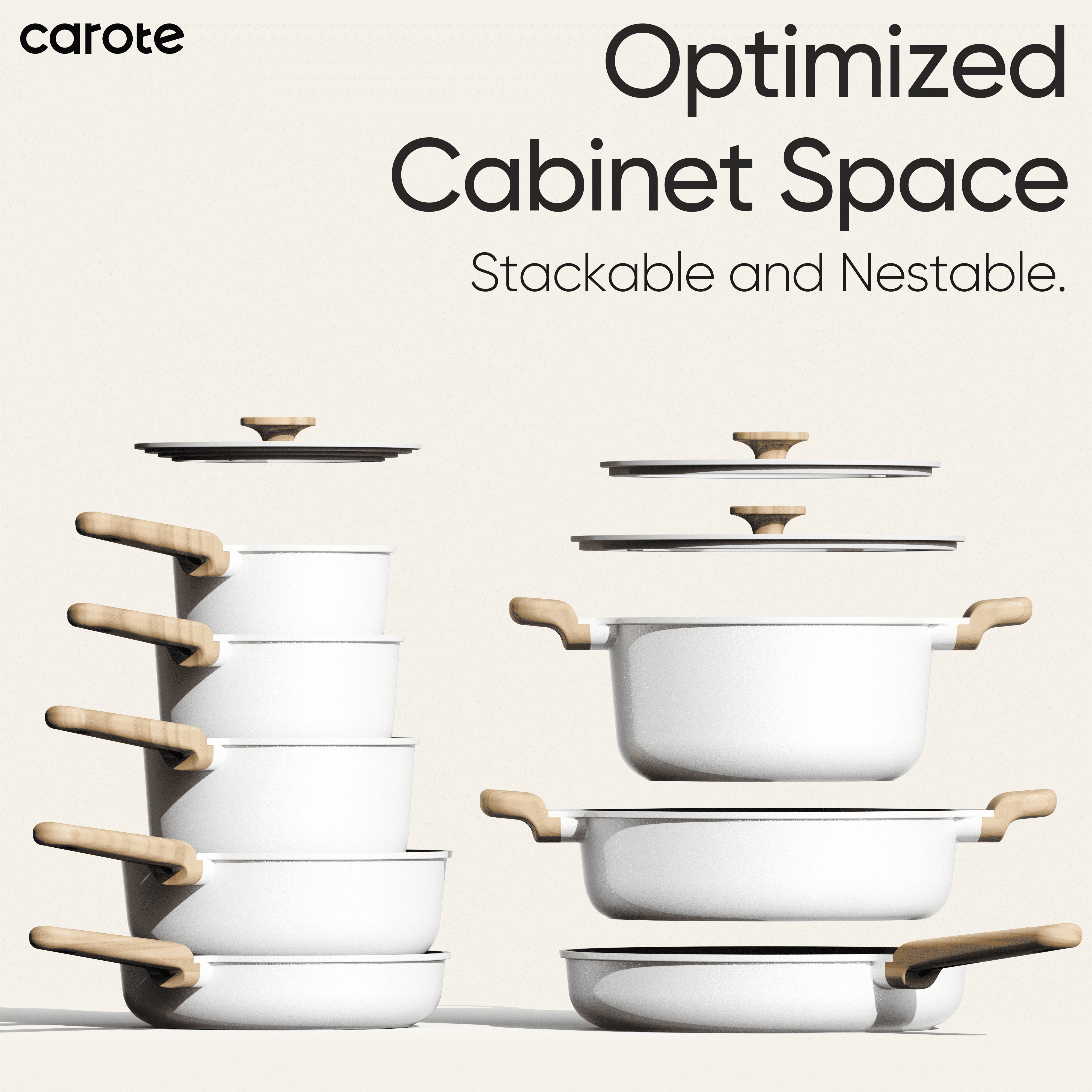Carote 4 Pcs Nonstick Cookware Sets, Pots and Pans Set, Induction Cookware, Black and White