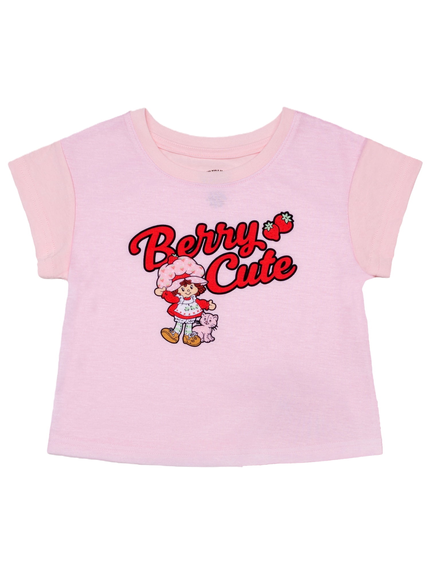Strawberry Shortcake Tween 2- Piece Short Sleeve Top and Shorts Pajama Set with Spa Headband, Sizes 4-12