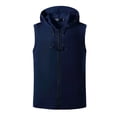 thumbnail image 1 of Ceisia Men's Hooded Zip-Up Sports Vest Summer Sleeveless Athletic Hoodie with Pockets Navy L Gifts, 1 of 5