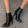 thumbnail image 5 of QQAMB Womens Kitten Heel Ankle Boots Pointed Toe Buckle Side Zipper Tassel Fall Winter Booties Shoes, 5 of 8