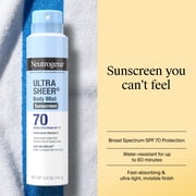 Neutrogena Ultra Sheer SPF 70 Body Sunscreen Spray, Dry-Touch, Sheer Finish Sun Care, 5 oz