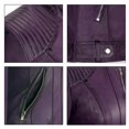 thumbnail image 6 of Skylinewears Women's Long Sleeve Zipper Closure Moto Biker Real Leather Female Jacket Purple Size S, 6 of 10